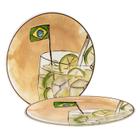 Kit 2 Petisqueiras De Vidro Caipirinha Bandeira Prato 18 Cm