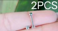 Kit 2 Piercing Ponto De Luz 2.5mm Em Aço Cirúrgico Para Cartilagem Na Orelha