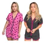 Kit 2 Pijamas Feminino Americano Adulto Curto Malha Gestante