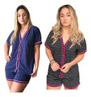 Kit 2 Pijamas Feminino Americano Adulto Curto Malha Gestante