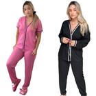 Kit 2 Pijamas Femininos Aberto De Botões Inverno Manga Longa