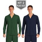 Kit 2 Pijamas Inverno Aberto Masculino Adulto Pós Cirurgico Extra Grande