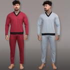 Kit 2 Pijamas Longo Masculino Inverno 100% Algodão Confort