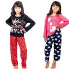 Kit 2 Pijamas Longos Infantil Meninas Inverno Estampado