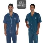 Kit 2 Pijamas Masculino Aberto Meia Estação - Plus Size