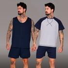 Kit 2 Pijamas Masculino Malha De Algodão Calor/verão