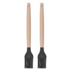 Kit 2 Pincel Culinário Silicone Preto Cabo Bambu Cheff