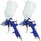 Kit 2 Pistola Pintura Gravidade Profissional HVLP 2 Bicos 1,4 1,7mm 600ml Importway IWPPHVLP-2B Azul