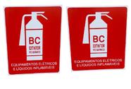 KIT 2 Placa de Sinalização EXTINTOR BC C02 20X20 INFLAMAVEIS - ASELETRO