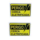 KIT 2 Placa de Sinalização PERIGO CERCA ELETRIFICADA 15x20cm - ASELETRO