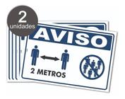 Kit 2 Placas de Aviso Distanciamento Social de 2 Metros - Look Placas de Sinalização