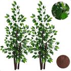 Kit 2 Planta Artificial Ficus Verde Benjamina Sem Vaso Decoração - Flor de Mentirinha