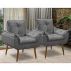 Kit 2 Poltrona decorativa opala confortável para sala quarto recepção suede luxo porto arapongas