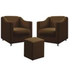 Kit 2 Poltronas Alya E Puff Izar Sued Marrom Aradecor