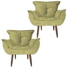 Kit 2 Poltronas Cadeiras Decorativas Opala Suede - Beatriz Decor