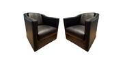 Kit 2 Poltronas Decorativa Biane Couro Preto Pés Cromado Mz Decor