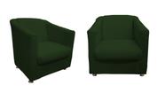 Kit 2 Poltronas Decorativa Biane Suede Verde Pés Cromado Ms Decor - Mansão Decor