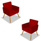 Kit 2 Poltronas Decorativa Cadeira Recepcao Nina Vermelha