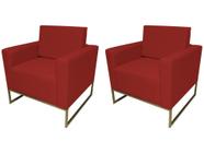 Kit 2 Poltronas Decorativa Leticia Slim Couro Vermelho Base Metálica Ms Decor - Mansão Decor