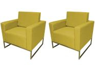 Kit 2 Poltronas Decorativa Leticia Slim Suede Amarelo Base Metálica Ms Decor - Mansão Decor