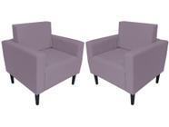 Kit 2 Poltronas Decorativa Leticia Slim Suede Rosê Pés Madeira Mz Decor