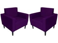 Kit 2 Poltronas Decorativa Leticia Slim Suede Roxo Pés Madeira Mz Decor - Mazzero Decor