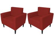 Kit 2 Poltronas Decorativa Leticia Slim Suede Vermelho Pés Madeira Ms Decor - Mansão Decor