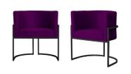 Kit 2 Poltronas Decorativa Luana Veludo Roxo Base Preta Ms Decor - Não Informado