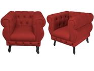 Kit 2 Poltronas Decorativa Maia Couro Vermelho Pés Madeira Mz Decor