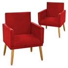 Kit 2 Poltronas Decorativa NinaCR suede vermelho penteadeira - JBL ESTOFADOS