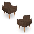 Kit 2 Poltronas Decorativa Opala Sala de Estar Tecido Suede Marrom Kimi Decor