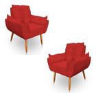 Kit 2 Poltronas Decorativa Opala Sala de Estar Tecido Suede Vermelho Kimi Decor - Kimi Design