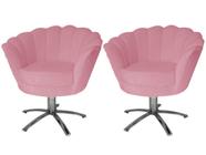 Kit 2 Poltronas Decorativa Pétala Base Giratória Metal Suede Rosa Ms Decor - Mansão Decor