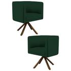 Kit 2 Poltronas Decorativas Base Giromad Madeira Betina B-303 Veludo Verde Musgo - Domi