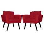 Kit 2 Poltronas Decorativas Geovana Suede Vermelho - Malta Decor