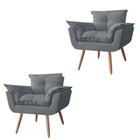 Kit 2 Poltronas Decorativas Opalla Platinum Decor Cinza