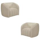 Kit 2 Poltronas Decorativas Sala de Estar Adam Boucle Bege G45 - Gran Belo