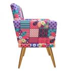 Kit 2 Poltronas e Puff Redondo Nina Rodapé Pé Palito Patchwork Romero Brito - Ahz Móveis