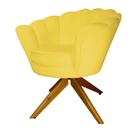 Kit 2 Poltronas Estofada Com Base Giratória de Madeira Pétala Suede Amarelo - DL Decor - Doce Lar Decorações