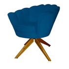 Kit 2 Poltronas Estofada Com Base Giratória de Madeira Pétala Suede Azul Royal - DL Decor