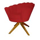 Kit 2 Poltronas Estofada Com Base Giratória de Madeira Pétala Veludo Vermelho - LM DECOR