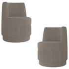 Kit 2 Poltronas Giratória Decorativa Para Sala Isa K04 Bouclê Bege Escuro - Mpozenato