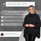 Kit 2 Poncho Feminino Tricot Mousse Liso Gola Alta Casaco Lã