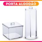 KIt 2 Porta Algodão Elegance Quadrado e Redondo/Cilindro Com Tampa de Acrílico - Paramount