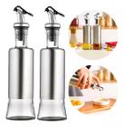 Kit 2 Porta Azeite Vinagre Galheteiro Vidro Revestido Inox com Bico Dosador 300ml - Wincy