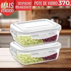 Kit 2 Pote de Vidro Hermético Borossilicato 370ml Marmita Fitness Freezer Microondas