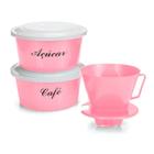 Kit 2 Potes Café Açúcar 1,2L + Filtro 103 Rosa - Plasmarc