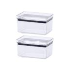 Kit 2 Potes Hermético Recipientes Para Mantimentos 580ML Acrílico Transparente Alimentos Empilhável Dispensa