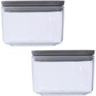 Kit 2 Potes Herméticos 500ml Plasvale Porta Mantimentos Plástico Quadrado Chumbo