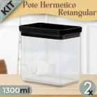 Kit 2 Potes Herméticos Porta Alimentos Lumini Retangular 1300ml - Paramount